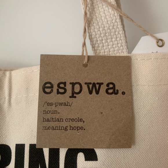 The Shop Forward ESPWA 4 Things TEACHER Canvas Tote Bag Cream Black - Picture 5 of 9